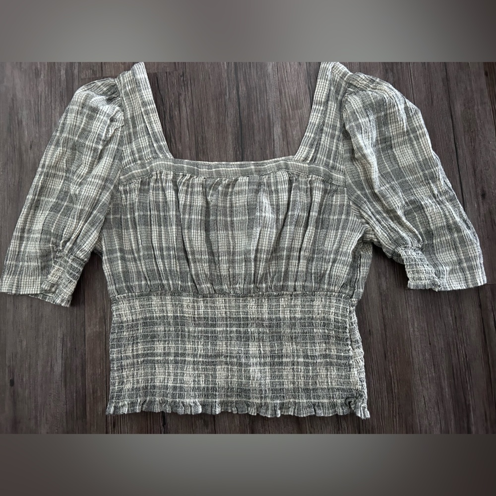 Universal Thread-cropped and ruched square neck blouse